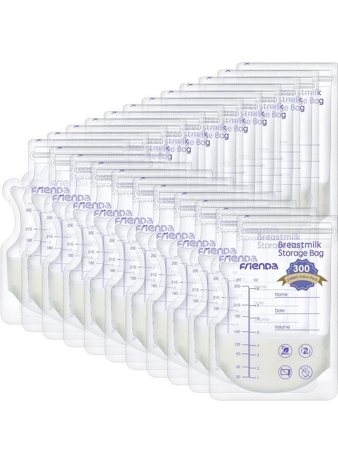 300 Count Breastmilk Storage Bags 8 Oz Breast Milk Storing Bags Milk Storage Bags For Breastfeeding With Pour Spout Double Seal Self Standing Breastmilk Storing Bags