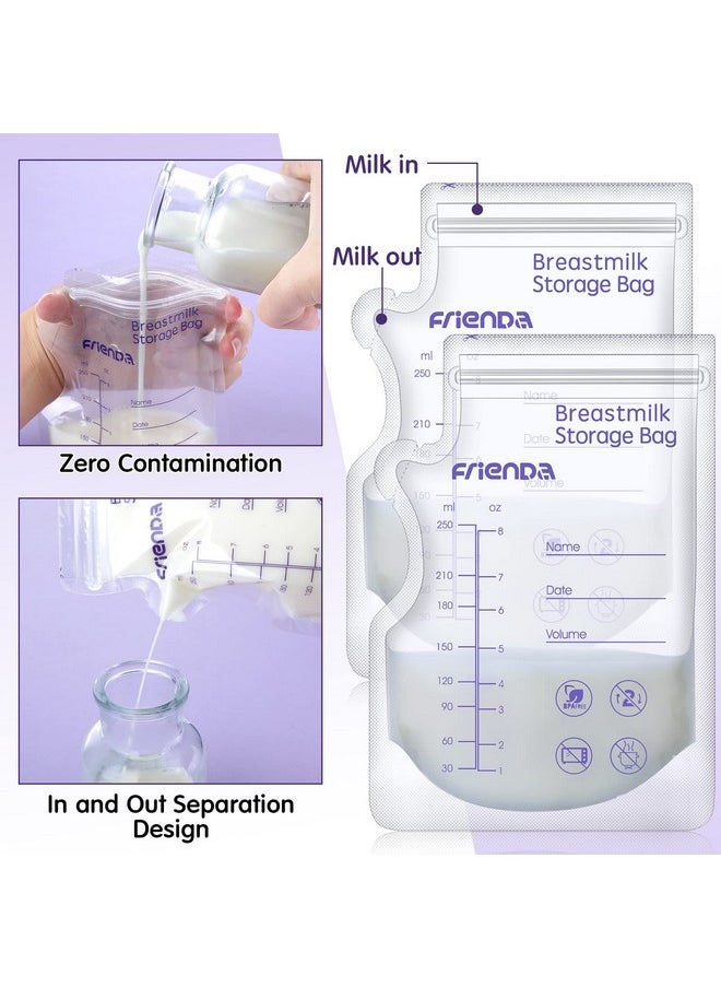 300 Count Breastmilk Storage Bags 8 Oz Breast Milk Storing Bags Milk Storage Bags For Breastfeeding With Pour Spout Double Seal Self Standing Breastmilk Storing Bags