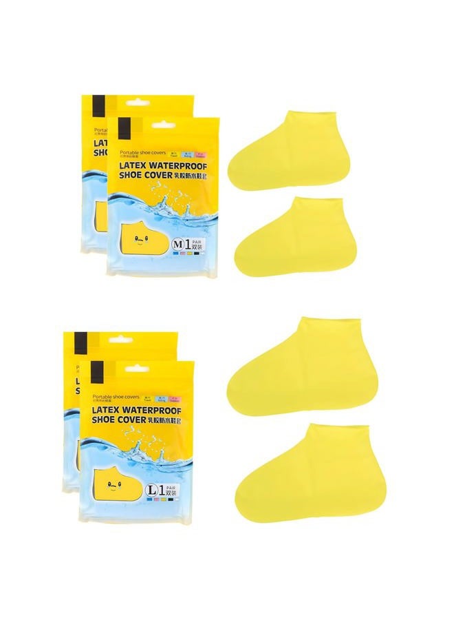 Bomxmon 4-Pack Rain Shoe Covers, Non-Slip Waterproof Boot Protectors for Climb Snow Rain and Mud (M&L, Yellow), Yellow - Image 1