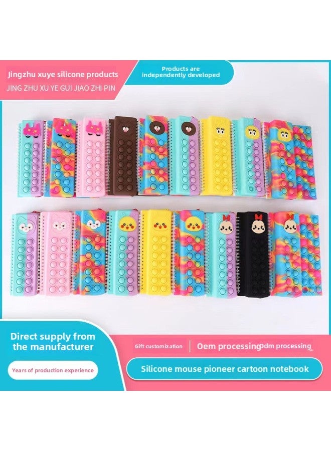 Multifunctional Pencil Case Notebook Stationery Case Suit Silicone Bubble Decompression A5 Loose-leaf Pencil Case Suit-Color:A5 Pacifier Bear (Macaroon)  - Image 2