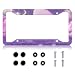 LIN KANG Purple Anime Cloud Moon Star License Plate Frame Night Scene License Plate Holder Stainless Steel Auto Parts RustProof Waterproof Car Decorative Tag Frame for Standard US 12x6 Inch - Image 2