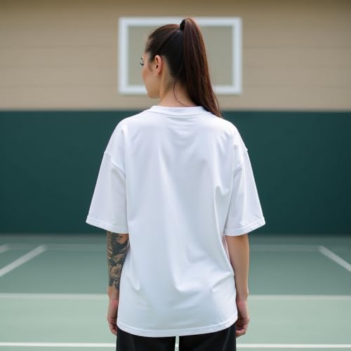 RodZen Oversized Half Sleeves Drop Shoulder Cotton Blend Round Neck Printed T-Shirt for Women (in, Alpha, 2XL, White) - Image 2