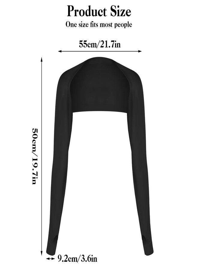DSLSQD 2 Pack Cooling Shawl Arm Sleeves Sun Sleeves for Women UV Protection Arm Sleeve with Finger Hole for Golfing(Black) - Image 2