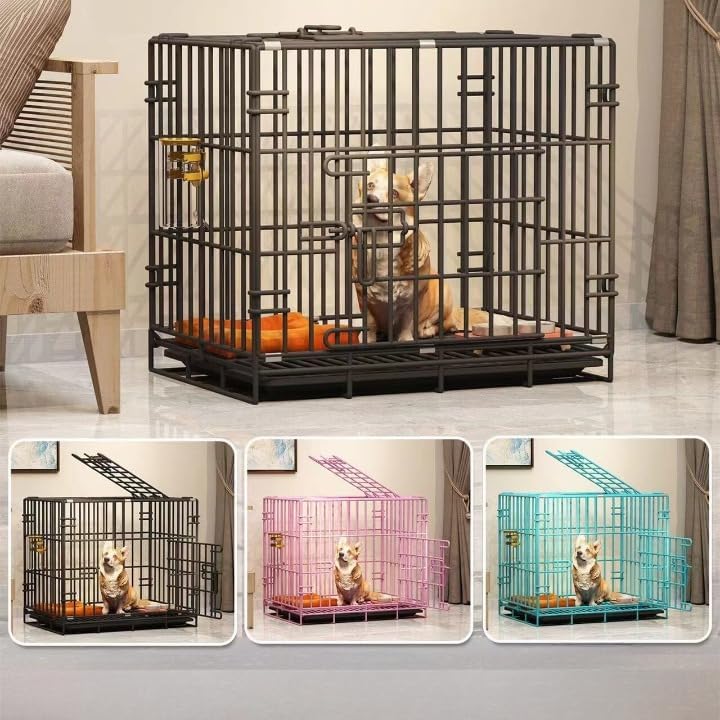 PETBROO Dog Crate - 91 x 57 x 63.5 cm, Collapsible Metal Dog Cage - Image 3