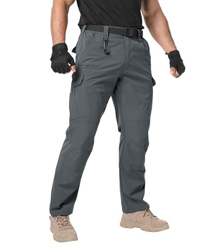 Arunlluta Men’s Tactical Pants, Ripstop Water Resistant Cargo Work Pants for Men, Stretch Hiking Pants Lightweight Grey - Image 1