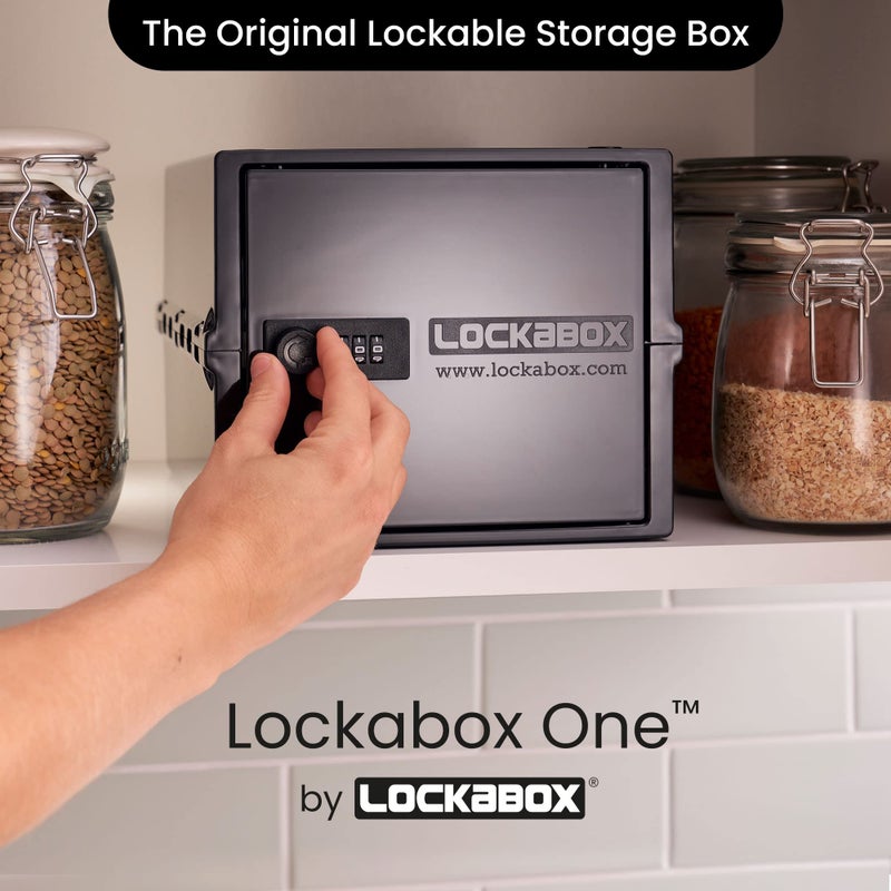 Lockabox One™ | Compact and Hygienic Lockable Storage Box for Food, Medicines, Tech and Home Safety | One Size 12 x 8 x 6.6 inches externally (Jet) - Image 2