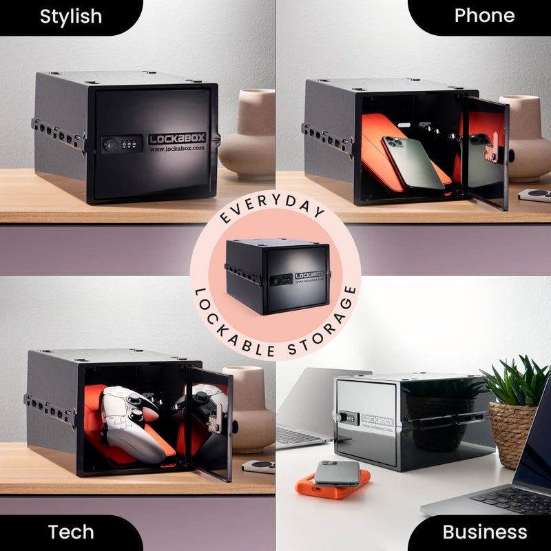 Lockabox One™ | Compact and Hygienic Lockable Storage Box for Food, Medicines, Tech and Home Safety | One Size 12 x 8 x 6.6 inches externally (Jet) - Image 3