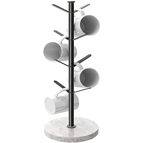 Gypie Marble Mug Holder Tree, 8 Hooks Coffee Cups Stand, New Upgraded Stable Mug Stand for Kitchen Counter Cabinet Cafe Black - Image 1