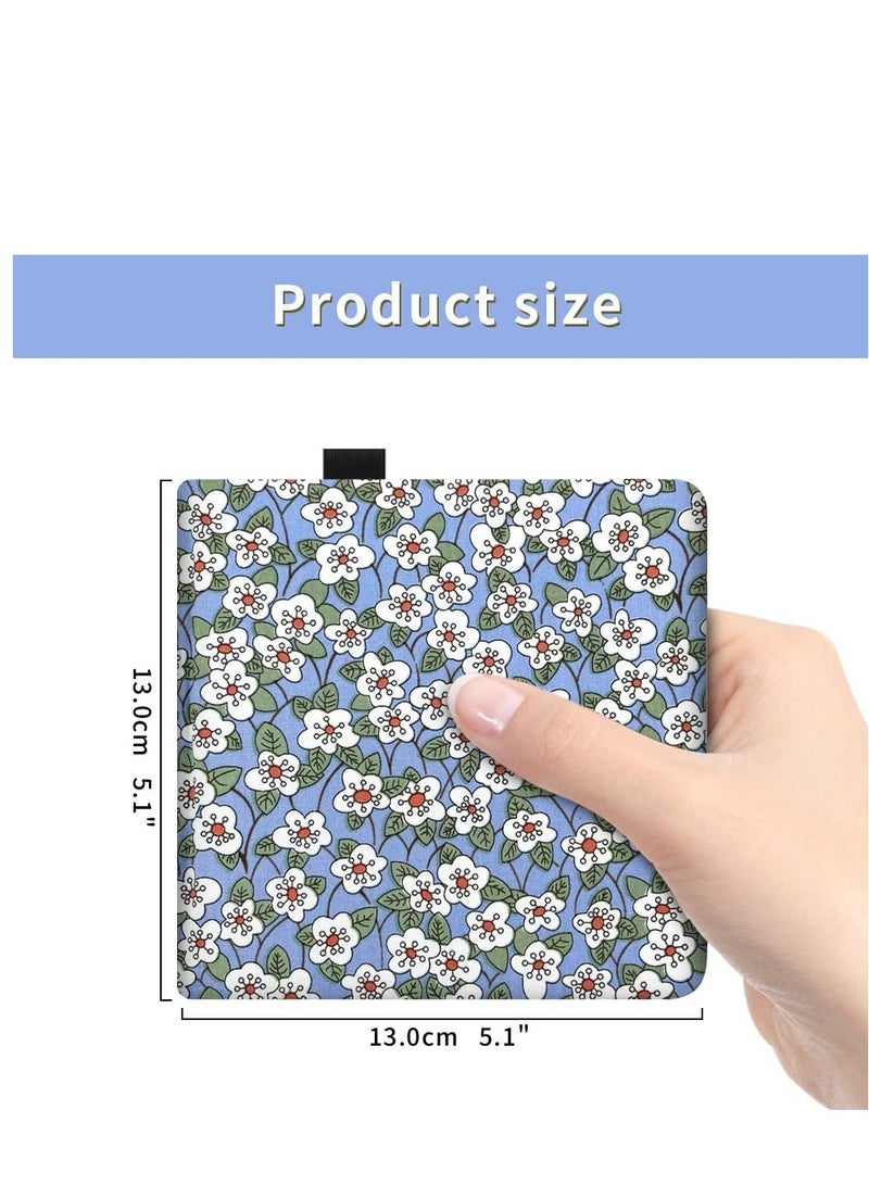 Excefore Portable Watercolor Sketchbook, 5x5" Handy Handmade Cloth Fabric Hardcover Sewing Binding Travel Watercolor Paper 140LB/300gsm 20Sheets/40Pages Journal Mixed Media Pad Notebook Blue White Flower - Image 2