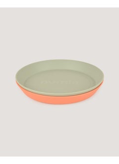 Let's Be Child 2-Piece Round Plate Sage Green-Peach  - Image 1