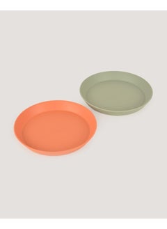 Let's Be Child 2-Piece Round Plate Sage Green-Peach  - Image 3