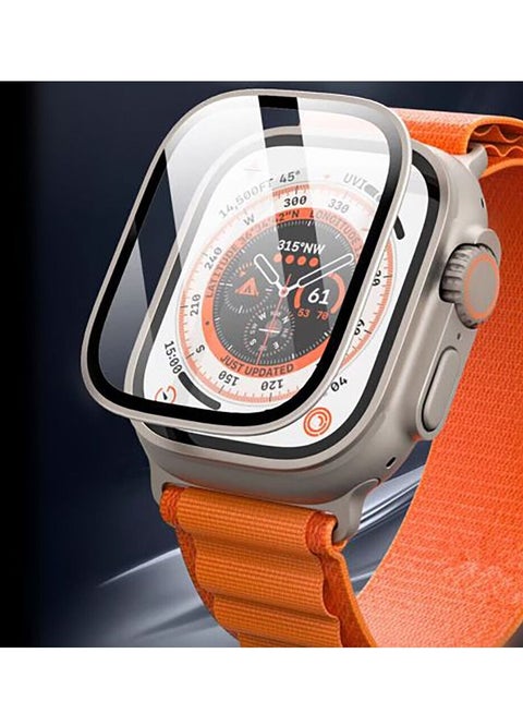 اسكرين زجاج حماية لساعة ابل الترا 49 مم - اسود/فضيApple Watch Ultra 49mm