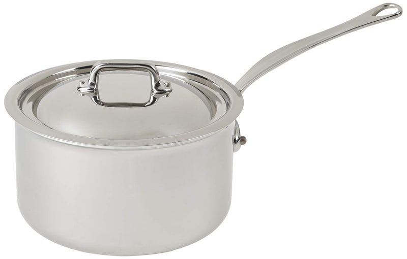 Mauviel M'Cook 5-Ply Polished Stainless Steel Sauce Pan With Lid, Cast Stainless Steel Handle, 2.6-qt, Made In France - Image 4