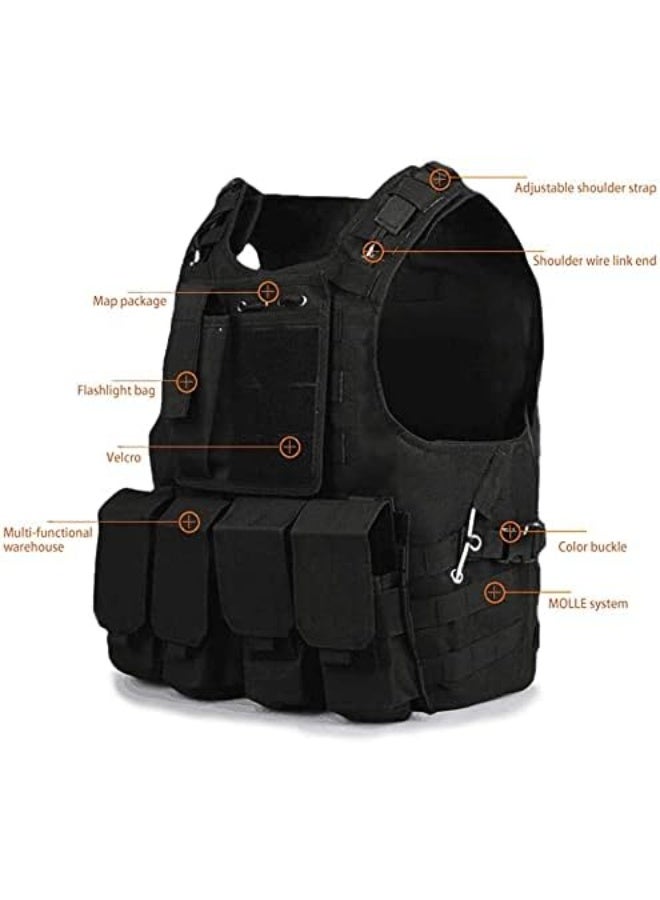 DUNISO سترة أطفال، سترة تمويه غابة، قابلة للتعديل، مقاومة للماء، مناسبة لألعاب الأدوار للأطفال أو الأنشطة الخارجية، سوداء - Image 2