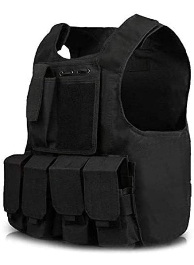 DUNISO سترة أطفال، سترة تمويه غابة، قابلة للتعديل، مقاومة للماء، مناسبة لألعاب الأدوار للأطفال أو الأنشطة الخارجية، سوداء - Image 1