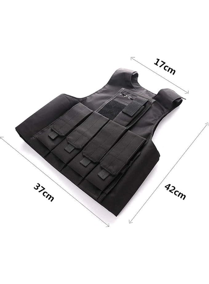 DUNISO سترة أطفال، سترة تمويه غابة، قابلة للتعديل، مقاومة للماء، مناسبة لألعاب الأدوار للأطفال أو الأنشطة الخارجية، سوداء - Image 3