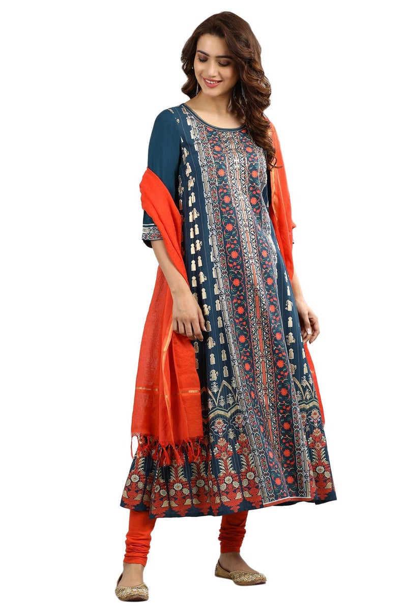 Aurelia Women's Rayon Regular Fit Kurta (19Aua10799-500642_Blue_X-Small) - Image 5