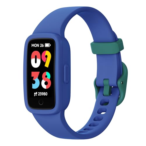 BIGGERFIVE Vigor 3 Kids Fitness Tracker Watch AMOLED Screen No App No Phone Needed 3ATM Waterproof Heart Rate and Sleep Monitor Pedometer Watch Sports Step Counter for Boys Girls Ages 515 Blue - Image 1