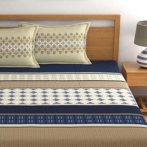 Home Ecstasy 100% Cotton King Bedsheet with 2 Pillow Covers - (Size 108 x 108 inches, 140 TC, Colour - Blue) - Image 3