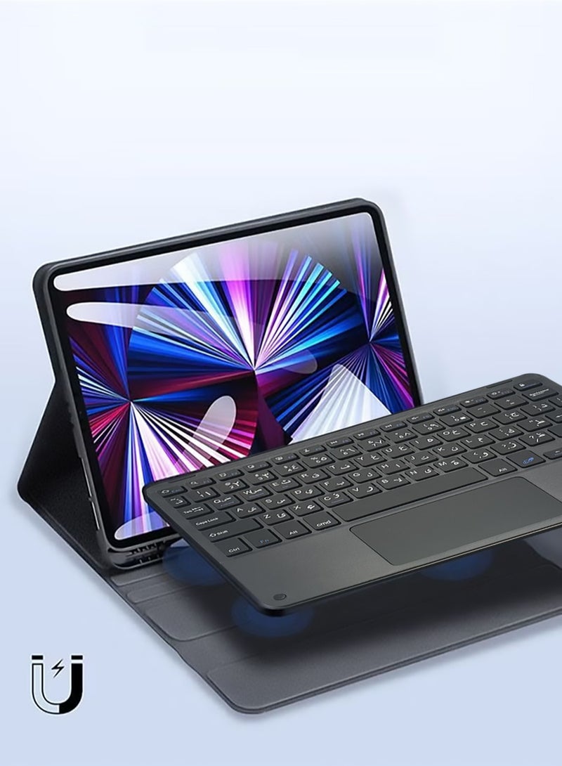 منطقة الخدمة حافظة لوحة مفاتيح لاسلكية مع لوحة لمس لجهاز Apple iPad (الجيل التاسع) 2021 حافظة رفيعة محمية بذكاء - Image 1