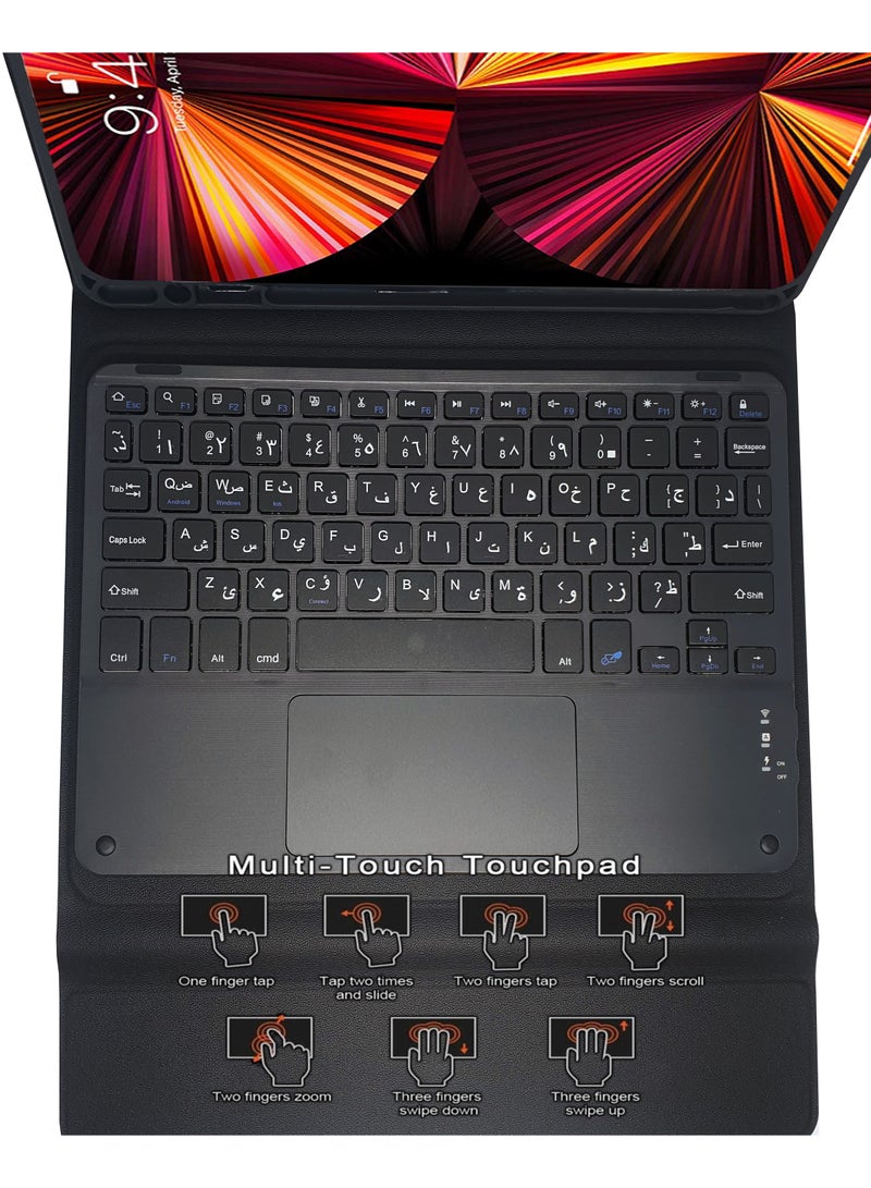منطقة الخدمة حافظة لوحة مفاتيح لاسلكية مع لوحة لمس لجهاز Apple iPad (الجيل التاسع) 2021 حافظة رفيعة محمية بذكاء - Image 2
