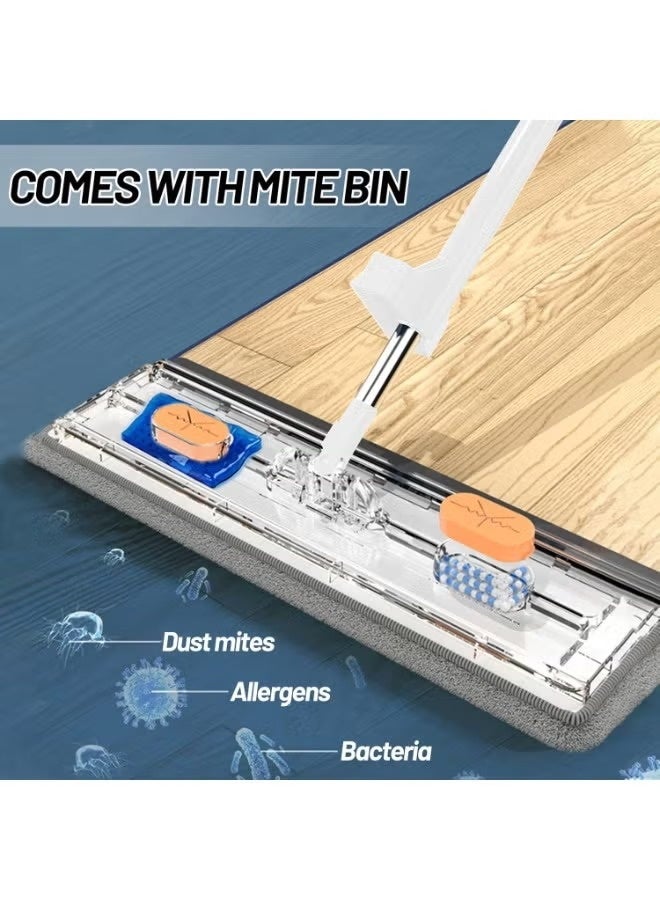 360° Floor Mop Set with Foldable Bucket - Large Flat Head for Deep Cleaning on Hardwood and Tile Floors 6450 - Image 5