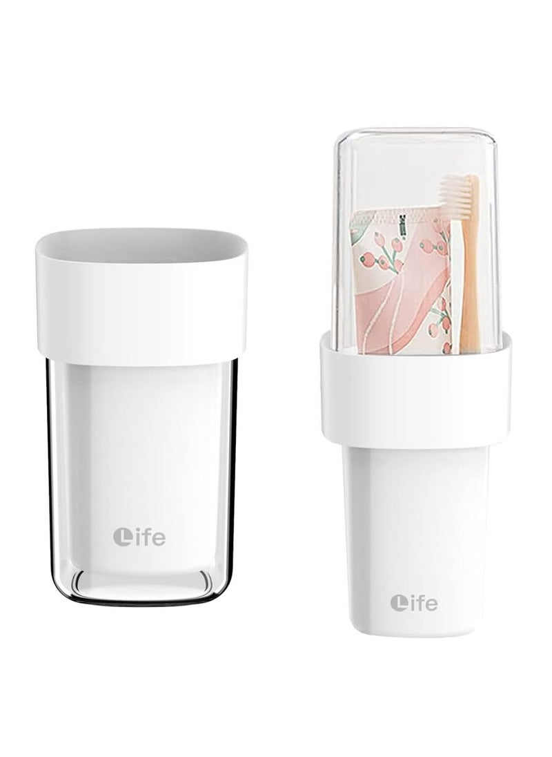 Oasisgalore Toothbrush Holder for Bathroom with 5 Toothbrush Head Protective Case, oothbrush Travel Container for Camping School Business Trip Shower  - Image 1