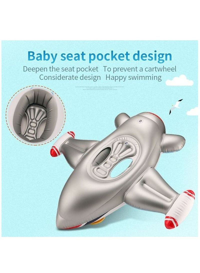 LIMOS Baby Inflatable Swim Float Seat Boat Pool Swim Ring for Toddler (Airplane White) - Image 3