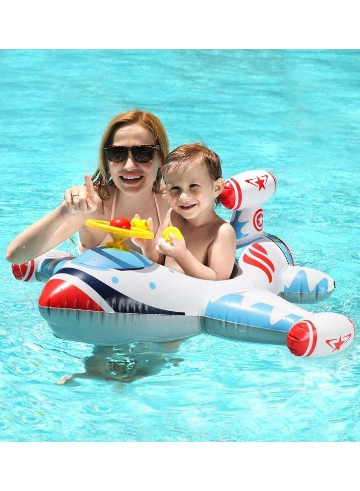 LIMOS Baby Inflatable Swim Float Seat Boat Pool Swim Ring for Toddler (Airplane White) - Image 2