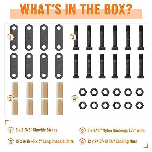 Racewill 2 Packs Tandem Axle Trailer Shackles Kit: Trailer Shackles with Trailer Shackle Bolts, 2-5/8" Trailer Shackle Straps (262), Used On Dual-Axle Systems And All Triple-Axle Systems - Image 5