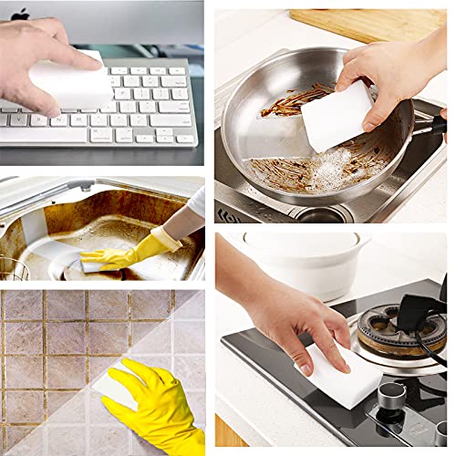 YRYTUOE 100 Pack Magic Sponges Eraser for Cleaning, Premium Reusable Melamine Sponge Scrubber Foam Cleaning Pads for Kitchen Dishes, Bathtub, Baseboard, Shoes Cleaner, Not Easily Rip - Image 2