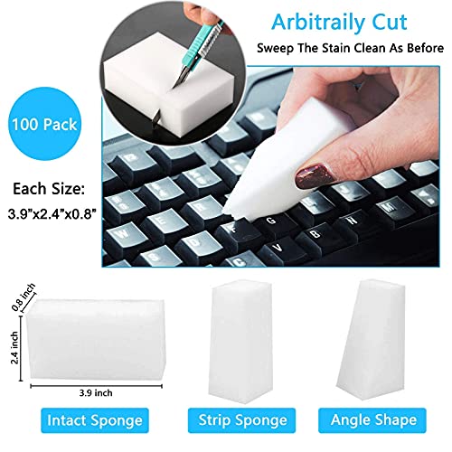 YRYTUOE 100 Pack Magic Sponges Eraser for Cleaning, Premium Reusable Melamine Sponge Scrubber Foam Cleaning Pads for Kitchen Dishes, Bathtub, Baseboard, Shoes Cleaner, Not Easily Rip - Image 5