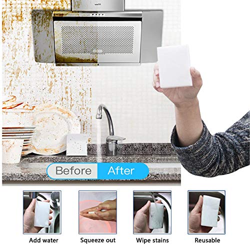 YRYTUOE 100 Pack Magic Sponges Eraser for Cleaning, Premium Reusable Melamine Sponge Scrubber Foam Cleaning Pads for Kitchen Dishes, Bathtub, Baseboard, Shoes Cleaner, Not Easily Rip - Image 3