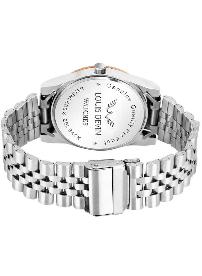 LOUIS DEVIN - LOUIS DEVIN Stainless Steel Chain Analog Wrist Watch for Men (Black Dial) | LD-CP059-BLK - Image 1