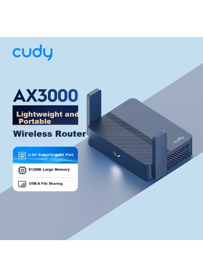 cudy موجه واي فاي 6 ميني كودي Ax3000، منفذ إيثرنت 2.5G، NAS، طاقة فلاش USB للمنزل، السكن، محمول، سفر - Image 1