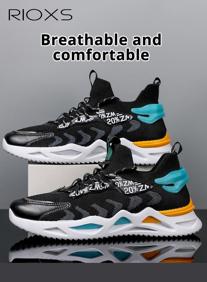 RIOXS Men's Basketball Shoes, Comfy Air Cushion Sneakers, Fashion Runner Trainers for Men, Breathable Mesh Sport Shoe, Casual Athlesiure Shoes for Male, Non-slip Lightweight Walking Shoes, Classic High-top Sneakers Tennis Shoes, Outdoor Hiking Jogging Cycling Athletic Shoe, Mens Footwear for Work and Daily Wear - Image 3