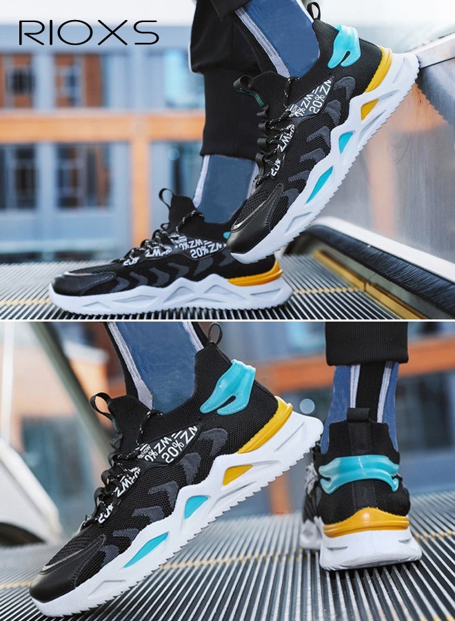 RIOXS Men's Basketball Shoes, Comfy Air Cushion Sneakers, Fashion Runner Trainers for Men, Breathable Mesh Sport Shoe, Casual Athlesiure Shoes for Male, Non-slip Lightweight Walking Shoes, Classic High-top Sneakers Tennis Shoes, Outdoor Hiking Jogging Cycling Athletic Shoe, Mens Footwear for Work and Daily Wear - Image 4