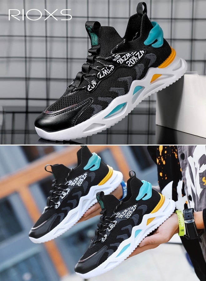 RIOXS Men's Basketball Shoes, Comfy Air Cushion Sneakers, Fashion Runner Trainers for Men, Breathable Mesh Sport Shoe, Casual Athlesiure Shoes for Male, Non-slip Lightweight Walking Shoes, Classic High-top Sneakers Tennis Shoes, Outdoor Hiking Jogging Cycling Athletic Shoe, Mens Footwear for Work and Daily Wear - Image 5