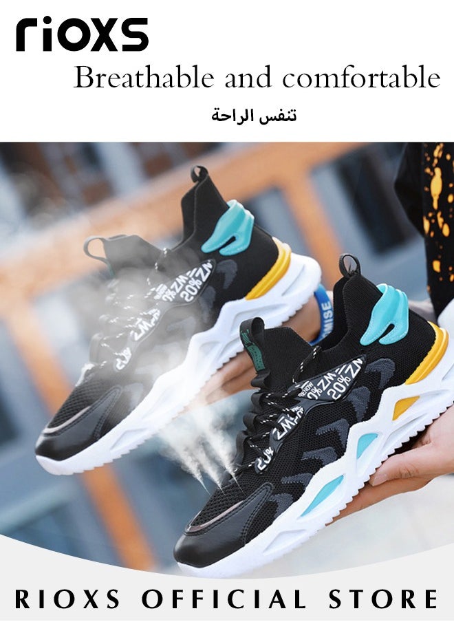 RIOXS - Men's Fashion Running Shoes with Mesh Upper, Casual Athletic Trainers with Non-slip Sole Design, Comfortable Walking Sneakers, Breathable Mesh Sports Shoes, Easy to Pull On and Off - Image 1