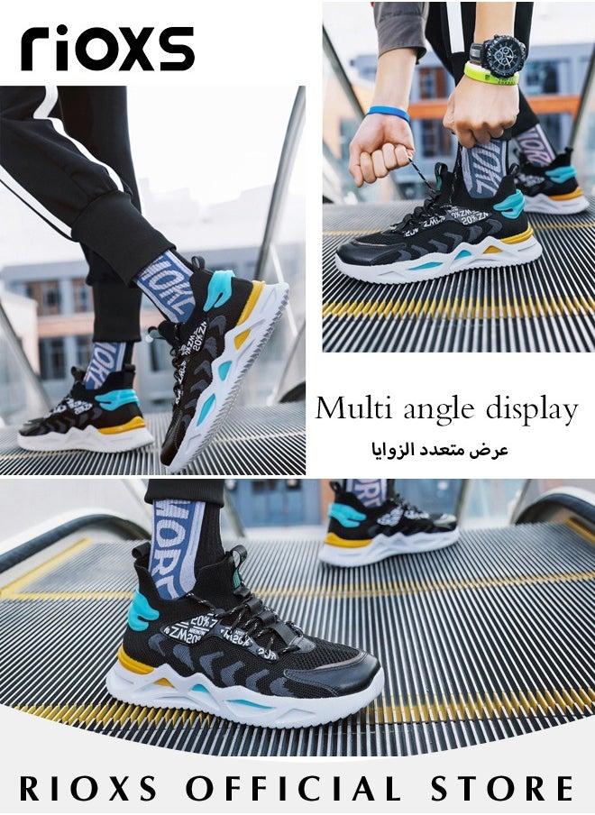 RIOXS - Men's Fashion Running Shoes with Mesh Upper, Casual Athletic Trainers with Non-slip Sole Design, Comfortable Walking Sneakers, Breathable Mesh Sports Shoes, Easy to Pull On and Off - Image 1