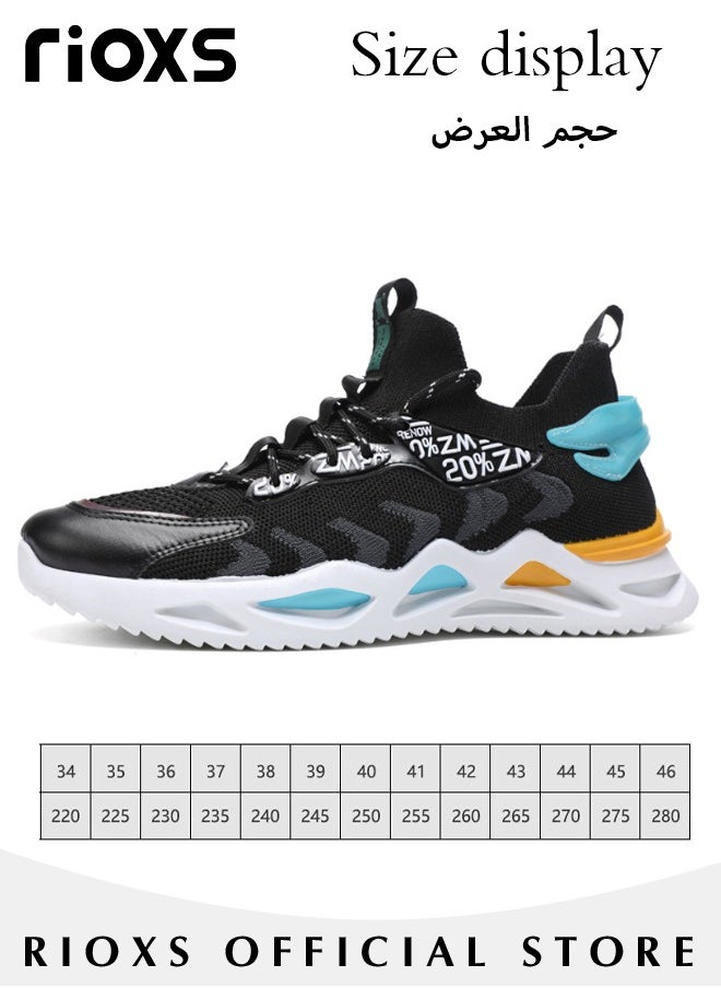 RIOXS - Men's Fashion Running Shoes with Mesh Upper, Casual Athletic Trainers with Non-slip Sole Design, Comfortable Walking Sneakers, Breathable Mesh Sports Shoes, Easy to Pull On and Off - Image 1