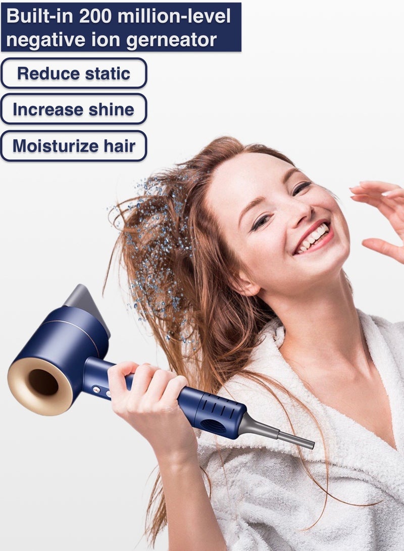 general High-speed Hair Dryer 1600W High-power Brushless Motor Multi-Function Professional High-speed Hair Dryer Blue 6 Heads - Image 4