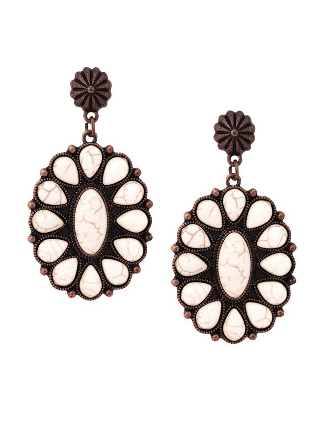 MINACHI Vintage Bohemian Created White Turquoise Dangle Drop Earrings, Boho Summer Jewelry Gift for Women (4) - Image 1