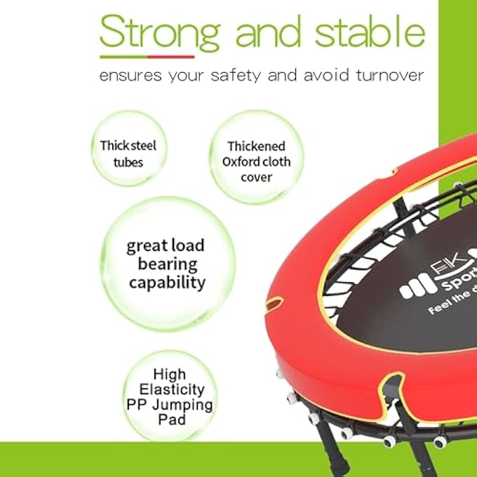 rayihni ترامبولين FK الرياضية للأطفال  ترامبولين صغير مع شبكة أمان  وسادة مضادة للانزلاق  سعة تحميل 140 كجم  إطار فولاذي  داخلي وخارجي  قافز دائري  للرضع من عمر 1 إلى 11 - Image 4