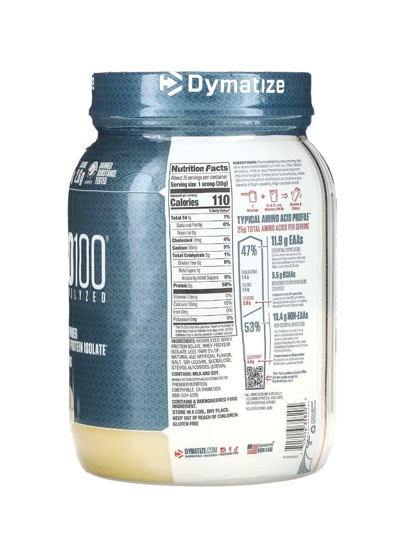 Dymatize ISO100 Hydrolyzed 100% Whey Protein Isolate Gourmet Vanilla 1.34 lb 610 G - Image 2