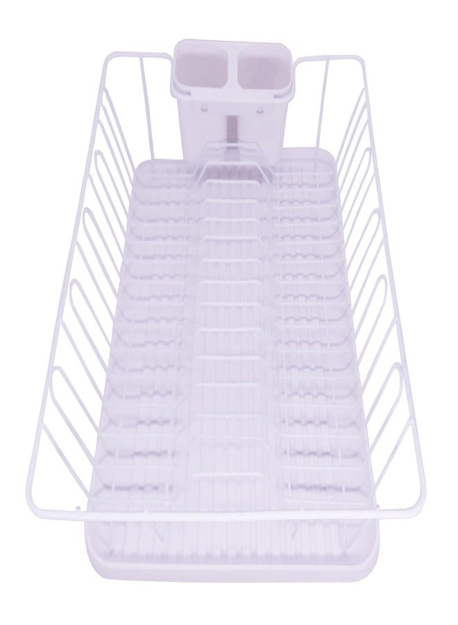 NANIAAY Foldable Dish Drainer Rack ? Metal & Plastic Folding Dish Drying Rack with Drainboard for Plates, Bowls, and Cups | Compact Organizer for Kitchen Sink or Countertop (White) - Image 4