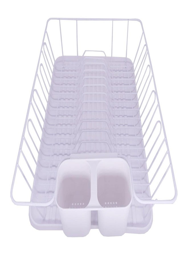 NANIAAY Foldable Dish Drainer Rack ? Metal & Plastic Folding Dish Drying Rack with Drainboard for Plates, Bowls, and Cups | Compact Organizer for Kitchen Sink or Countertop (White) - Image 2