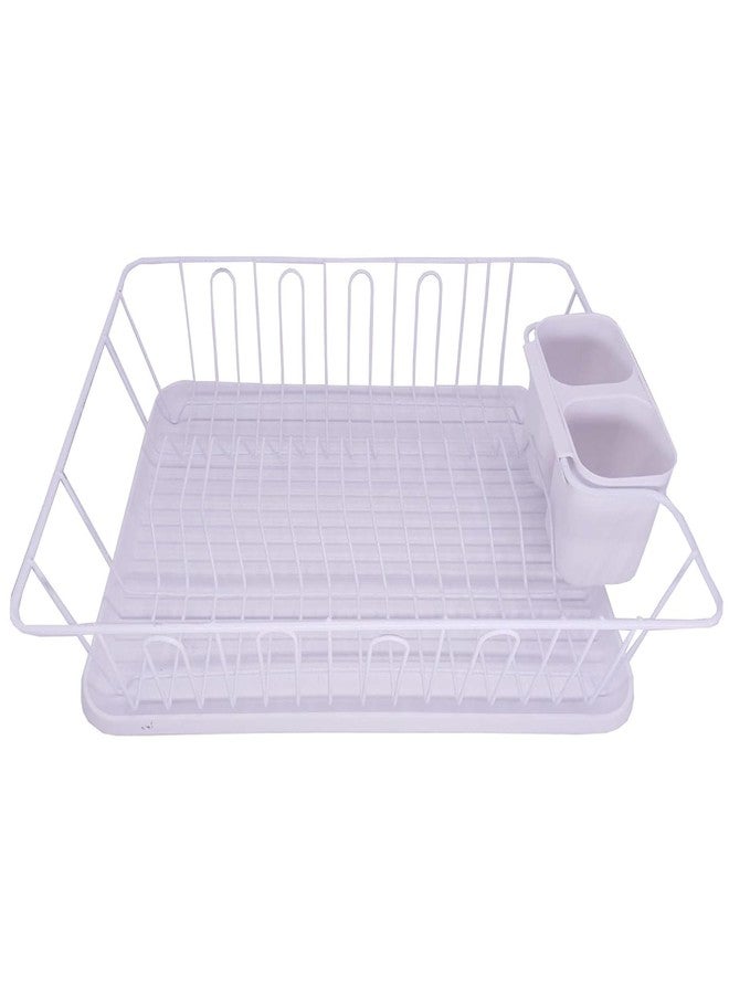 NANIAAY Foldable Dish Drainer Rack ? Metal & Plastic Folding Dish Drying Rack with Drainboard for Plates, Bowls, and Cups | Compact Organizer for Kitchen Sink or Countertop (White) - Image 1