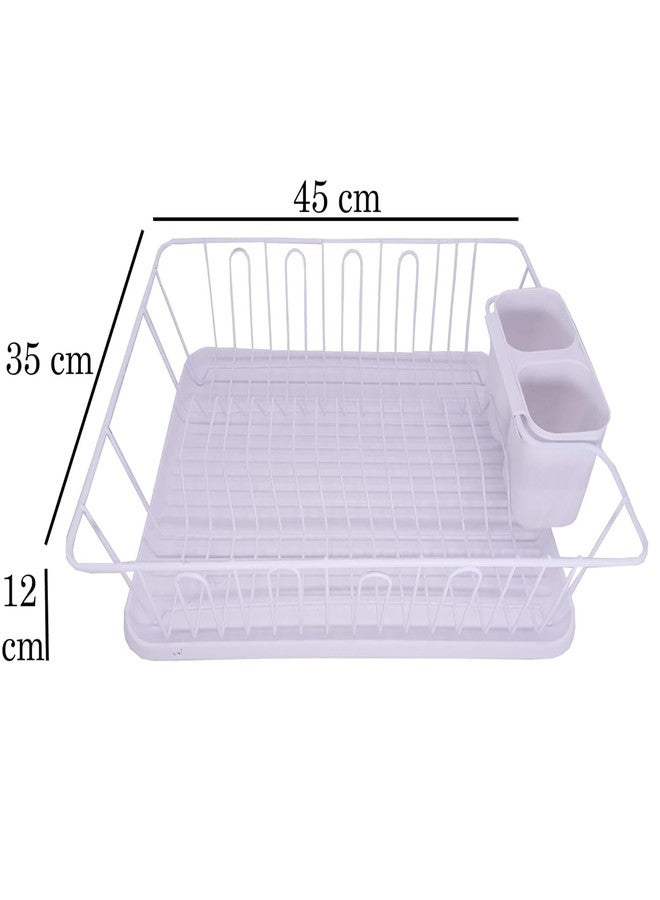 NANIAAY Foldable Dish Drainer Rack ? Metal & Plastic Folding Dish Drying Rack with Drainboard for Plates, Bowls, and Cups | Compact Organizer for Kitchen Sink or Countertop (White) - Image 3