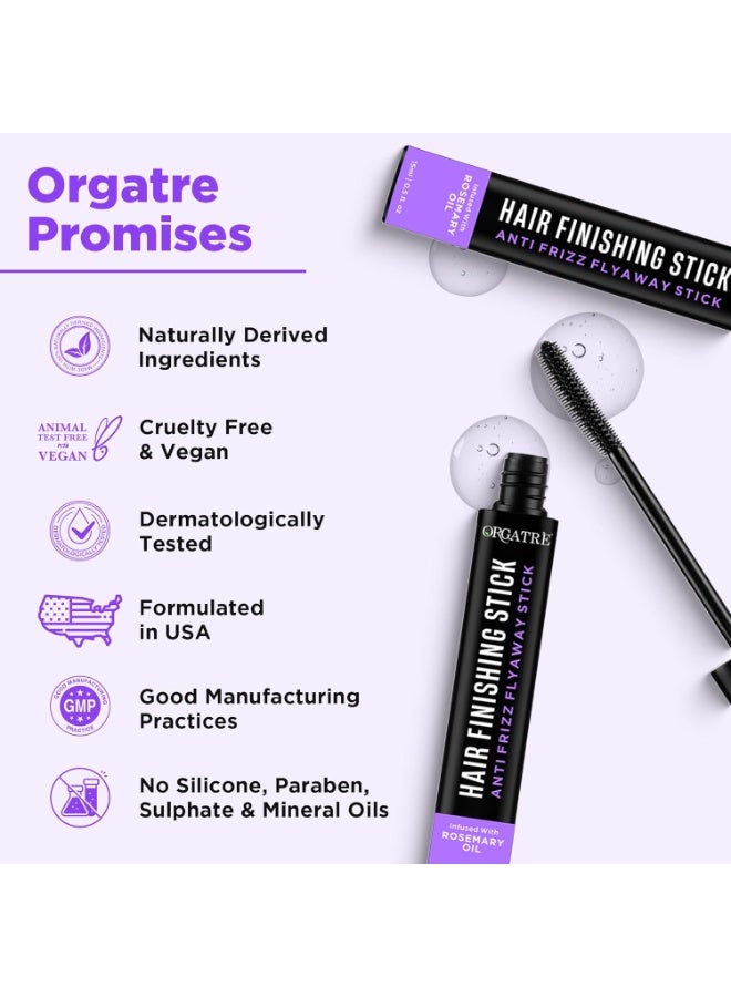 ORGATRE Hair Finishing Stick for Flyaways & Baby Hair | Anti-Frizz Slick Back & Edge Control Wand | Non-Sticky, Non-Greasy Hold | Rosemary Infused Hair Wax Stick (15 ml) - Image 3